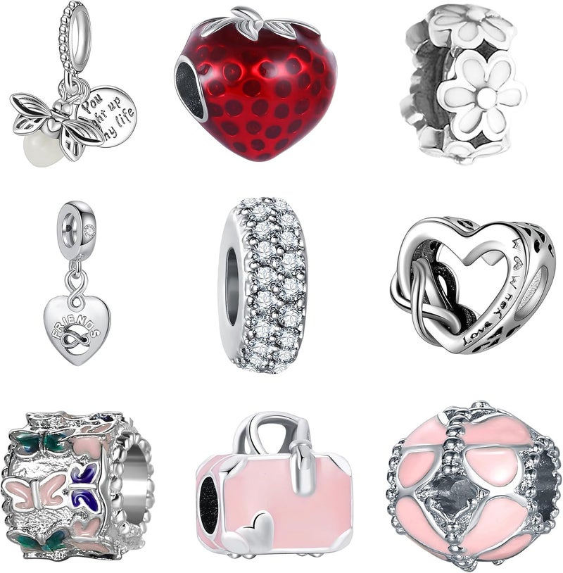 Acrobious 9PCS European Charms Beads Pendant For Bracelet, Charms DIY Bracelets Necklace Jewellery Gift - Image 1